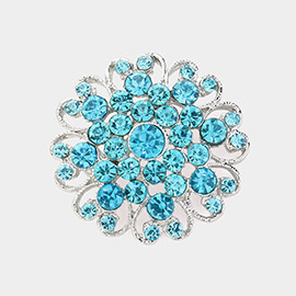 Floral Heart Crystal Rhinestone Brooch