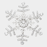 Rhinestone Pave Snowflake Pin Brooch