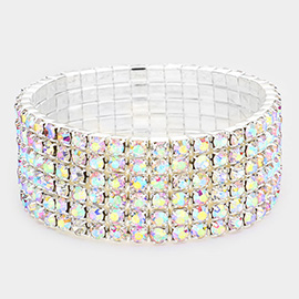 6-Line Rhinestone Stretch Bracelet