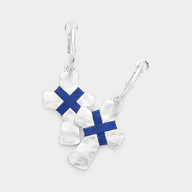 String Tied Cross Earrings