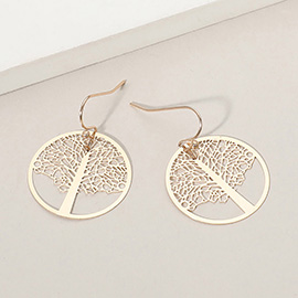 Brass Metal Tree of Life Filigree Dangle Earrings