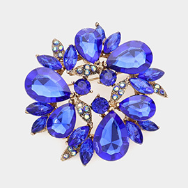 Glass Crystal Teardrop Wreath Pin Brooch