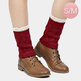 Lace Trim Knit Leg Warmer Boot Topper