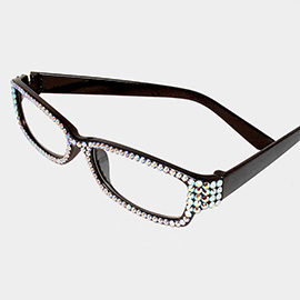 Crystal Pave Rectangular Reading Glasses