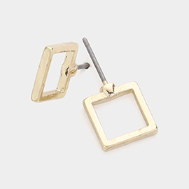 Open Rectangle Metal Stud Earrings