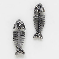 Studded Fishbone Stud Earrings