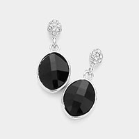 Oval Crystal Rhinestone Drop Earrings