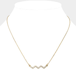 Rhinestone Paved Chevron Pendant Necklace