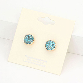 Rhinestone Pave Round Disc Stud Earrings