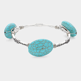 Semi-Precious Stone Trio Pointed Bangle Bracelet