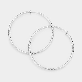 2.25 Inch Metal Hoop Clip On Earrings