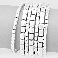 7 PCS - Metal bead stack stretch bracelets