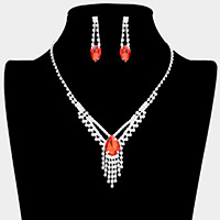 Crystal Rhinestone Droplet Fringe Necklace