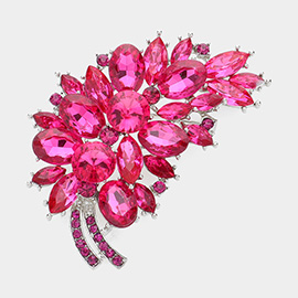 Glass Crystal Leaf Pin Brooch