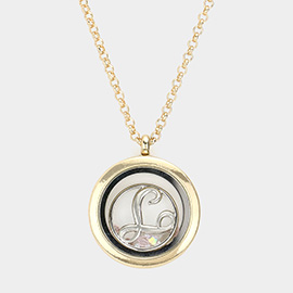 'T' Monogram Floating Locket Pendant Necklace