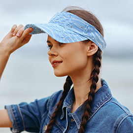 Crystal Accented Ruffled Fashion Visor Hat