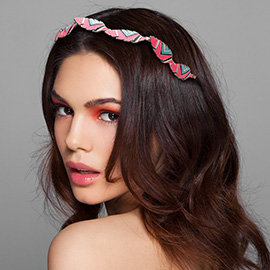 Geometric Print Metal Leaf Stretch Headband