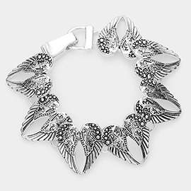 Antique Metal Wings Link Magnetic Bracelet