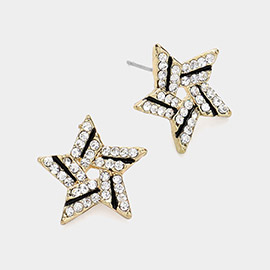 Crystal Stone Paved Star Stud Earrings