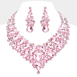 Teardrop Cluster Rhinestone Collar Necklace