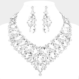 Teardrop Cluster Rhinestone Collar Necklace