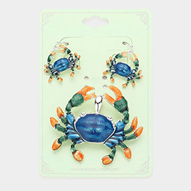 Enamel Crab Pendant Set