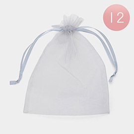 12PCS - 6.75 X 9.5 Ribbon Organza Gift Bags