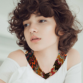 Geometric Patterned Fabric Chiffon Necklace