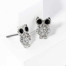 Stone Paved Owl Stud Earrings