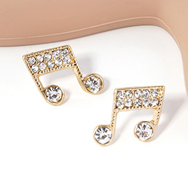 Crystal Paved Music Note Stud Earrings