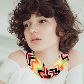 Chevron Pattern Fabric Chiffon Necklace