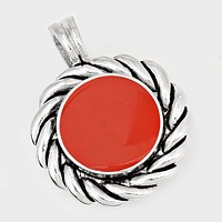 Metal Trimmed Round Enamel Magnetic Pendant