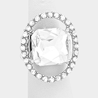 Pave trim glass crystal stretch ring