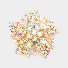 Bubble Crystal Pave Flower Pin Brooch