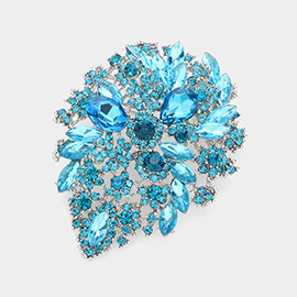 Marquise Stone Accented Flower Pin Brooch