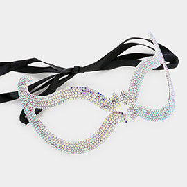 Rhinestone Pave Cat Eye Masquerade Mask