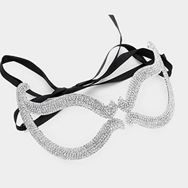 Rhinestone Pave Cat Eye Masquerade Mask