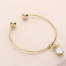 Crystal CZ Stone Pouch Charm Cuff Bracelet