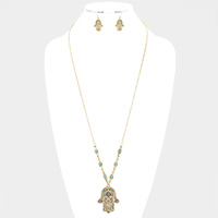 Evil Eye Hamsa Hand Pendant Necklace