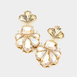 Floral Crystal Rhinestone Drop Evening Earrings