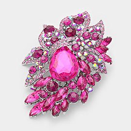 Crystal Rhinestone Petal Brooch / Pendant