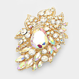 Crystal Rhinestone Petal Brooch / Pendant