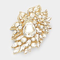 Crystal Rhinestone Petal Brooch / Pendant