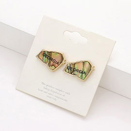 Georgia State Map Abalone Stud Earrings