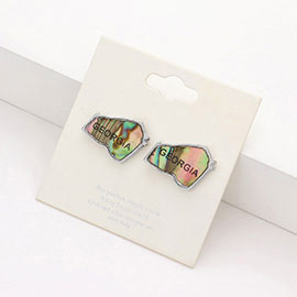 Georgia State Map Abalone Stud Earrings