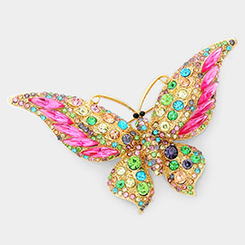 Glass Crystal Butterfly Pin Brooch