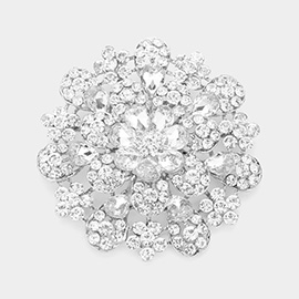 Oversized Flower Crystal Pave Pin Brooch