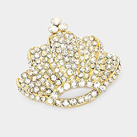 Crown Crystal Rhinestone Pave Pin Brooch