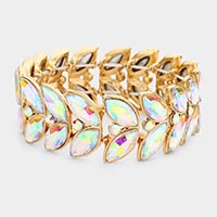 Marquise Crystal Rhinestone Laurel Stretch Evening Bracelet