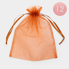 12PCS - 6.75 X 9.5 Ribbon Organza Gift Bags